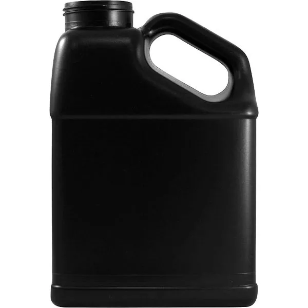 1 Gallon Black HDPE Plastic Slant F-Style Bottle, 63mm 63-485