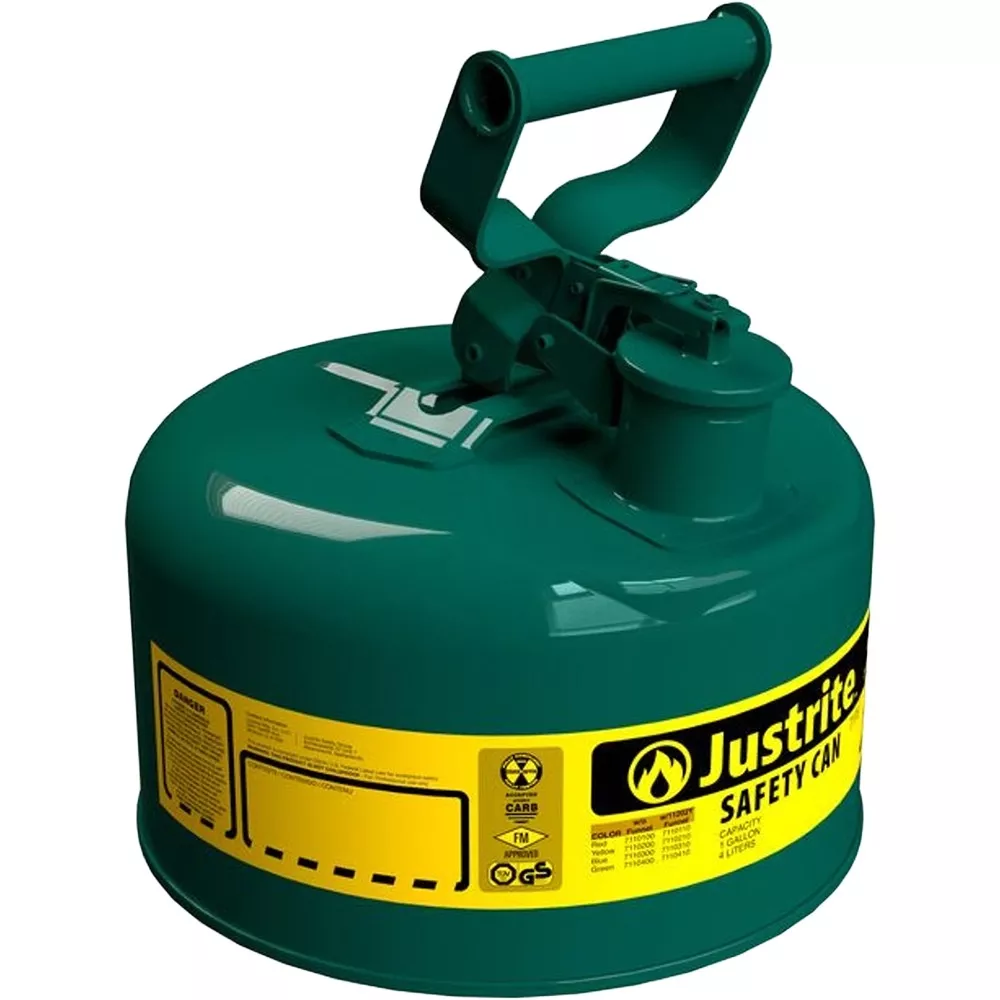 1 Gallon, Type I Safety Can w/Self-Close Lid for Flammables, Green