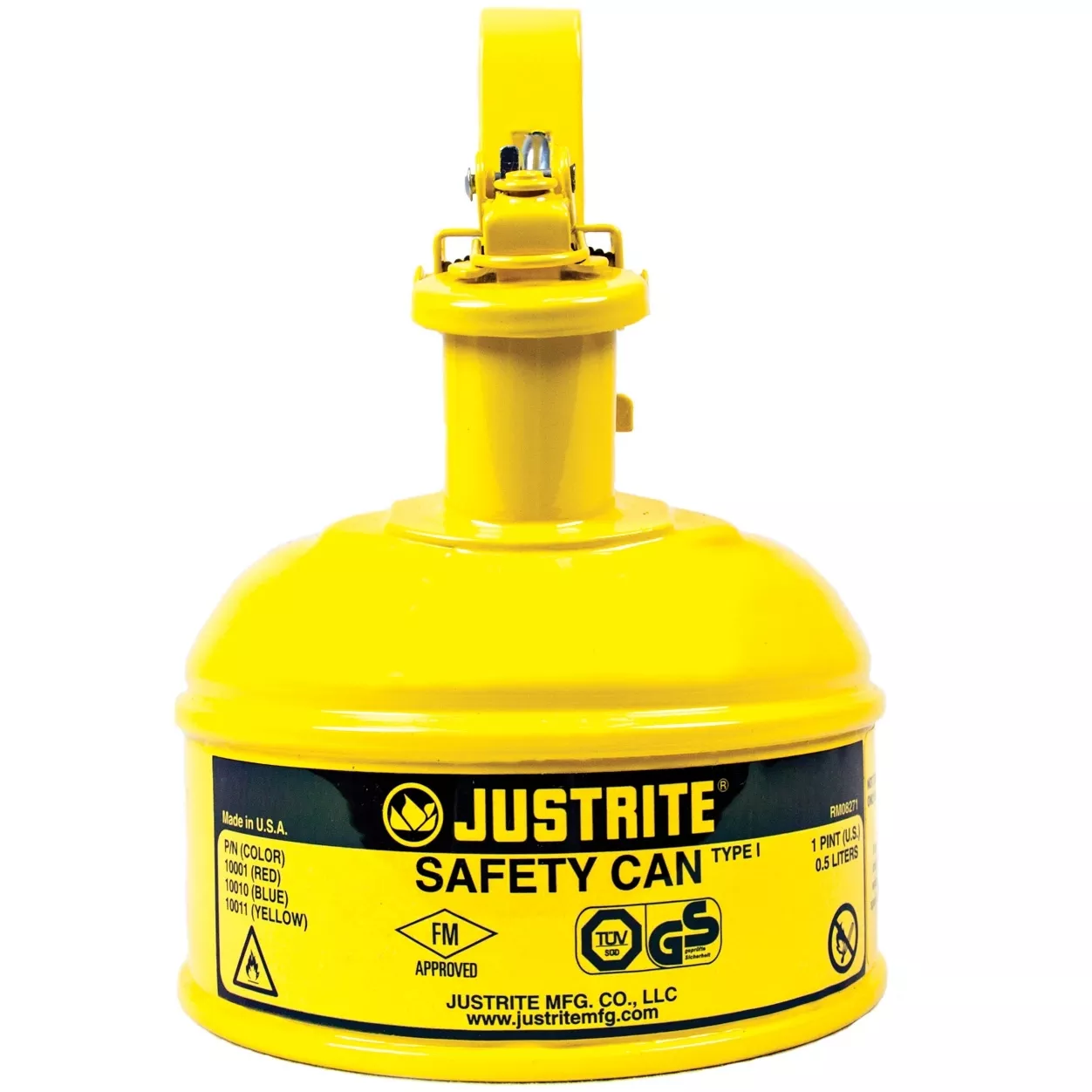 1 Pint, Type I Safety Can w/Trigger-Handle for Flammables, Yellow (Multi-Lingual)