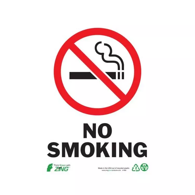ZING Eco Safety Sign, No Smoking, 10X7- Model 1085